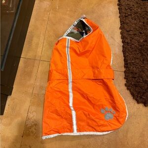 Orange Dog Raincoat with Reflective Stripes
